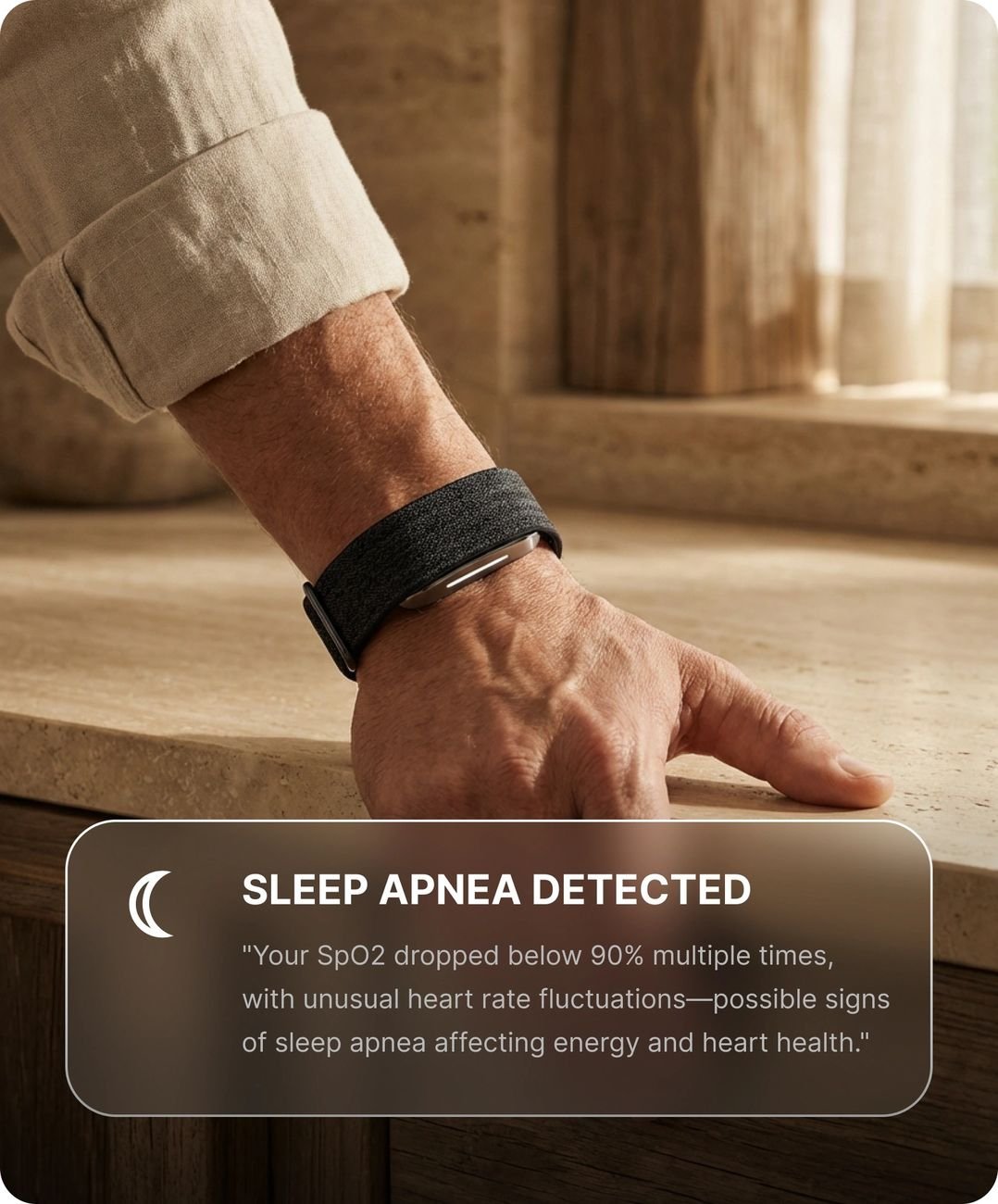 Hume Band flagging a potential sleep apnea signal in the companion app